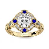 Jeulia Halo Round Cut Sterling Silver Ring