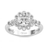 Jeulia Floral Round Cut Sterling Silver Ring
