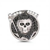 Grim Reaper Death Skull Sterling Silver Charm