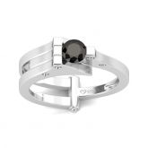 Jeulia T-shaped Round Cut Sterling Silver Cocktail Ring