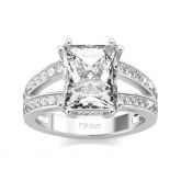 Jeulia Split Shank Radiant Cut Sterling Silver Ring