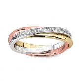 Jeulia Three Tone Round Cut Sterling Silver Women's Band