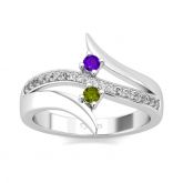 Jeulia Bypass Round Cut Sterling Silver Ring