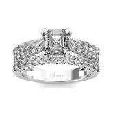 Jeulia Side Stones Asscher Cut Sterling Silver Ring