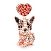 "Love My Bulldog" Dog Sterling Silver Dangle Charm