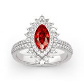Jeulia Double Halo Marquise Cut Sterling Silver Ring