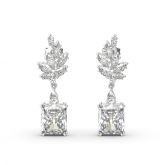 Jeulia Vintage Leaf Radiant Cut Sterling Silver Earrings