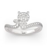 Jeulia Simple Cat Sterling Silver Ring