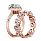 Jeulia Halo Pear Cut Sterling Silver Ring Set