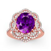 Jeulia Floral Oval Cut Sterling Silver Ring