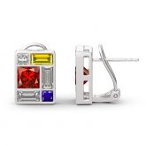 Mondrian Composition Inspired Sterling Silver Earrings