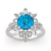 Jeulia Vintage Milgrain Round Cut Sterling Silver Ring