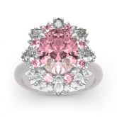 Floral Oval Cut Sterling Silver Ring