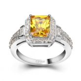 Jeulia Halo Radiant Cut Sterling Silver Ring