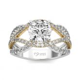 Jeulia Two Tone Round Cut Sterling Silver Ring
