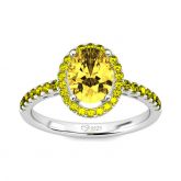 Jeulia Halo Oval Cut Sterling Silver Ring