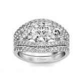 Jeulia Three Stone Round Cut Sterling Silver Ring Set