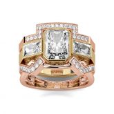Jeulia Two Tone Radiant Cut Sterling Silver Ring Set
