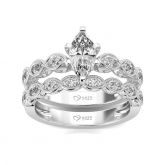 Jeulia Classic Marquise Cut Sterling Silver Ring Set