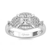 Jeulia Milgrain Round Cut Sterling Silver Ring
