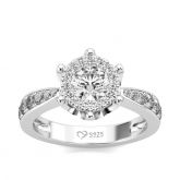 Jeulia Halo Round Cut Sterling Silver Ring