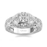 Jeulia Milgrain Round Cut Sterling Silver Ring