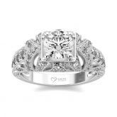 Jeulia Milgrain Round Cut Sterling Silver Ring