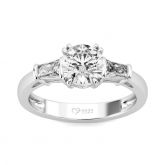 Jeulia Three Stone Round Cut Sterling Silver Ring