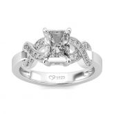 Jeulia Milgrain Radiant Cut Sterling Silver Ring