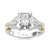 Jeulia Two Tone Radiant Cut Sterling Silver Ring