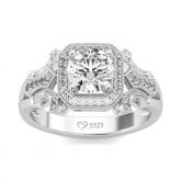 Jeulia Halo Round Cut Sterling Silver Ring
