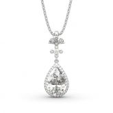Jeulia Halo Pear Cut Sterling Silver Necklace