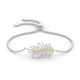Jeulia Two Tone Feather Sterling Silver Bracelet