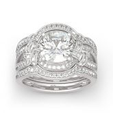 Jeulia 3PC Knot Design Cushion Cut Sterling Silver Ring