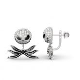 Jeulia The Nightmare Before Christmas Jack Skellington Sterling Silver Jacket Earrings