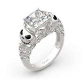 Jeulia Jack Skellington Inspired Princess Cut Sterling Silver Ring