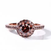 Jeulia "Sweet Chocolate" Halo Round Cut Sterling Silver Ring