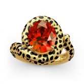 Jeulia "Wild Beauty" Leopard Print Oval Cut Sterling Silver Ring