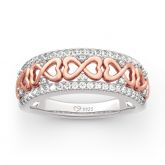 Jeulia "Eternity Love" Two Tone Infinity Sterling Silver Women's Band