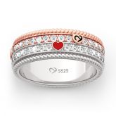 Jeulia "Forever in my Heart" Logo Sterling Silver Women's Band