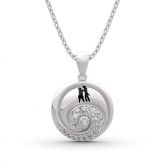 Jeulia "Romance in the Moonlight" Jack Skellington and Sally Sterling Silver Necklace