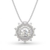Jeulia "Winter Love" Snowflake Round Cut Sterling Silver Necklace