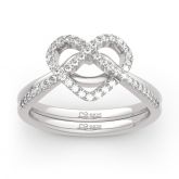 Jeulia "Now&Forever" Twist Heart Sterling Silver Ring Set