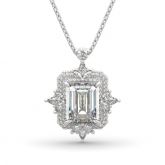 Jeulia Vintage Leaf Halo Emerald Cut Sterling Silver Necklace