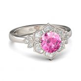Jeulia Flower Design Round Cut Sterling Silver Ring