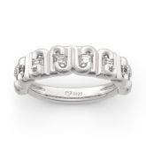 Jeulia "J" Design Emerald Cut Sterling Silver Women's Band