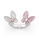 Jeulia "Spring is Coming" Two Butterfly Sterling Silver Ring