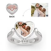 Jeulia "Heart and Infinity" Sterling Silver Personalized Photo Ring (With A Free Chain)