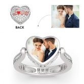 Jeulia "I Love You" Sterling Silver Personalized Photo Ring (With A Free Chain)