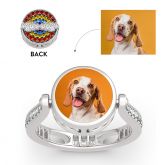 Jeulia "Blazing with Colour" Sterling Silver Personalized Photo Ring (With A Free Chain)